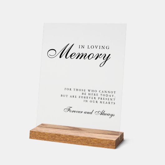 In Loving Memory Modern Wedding Memorial Sign Acryl Bord (Hoek)