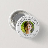 In Loving Memory Modern White Photo Memorial Ronde Button 3,2 Cm (Voorkant /achterkant)