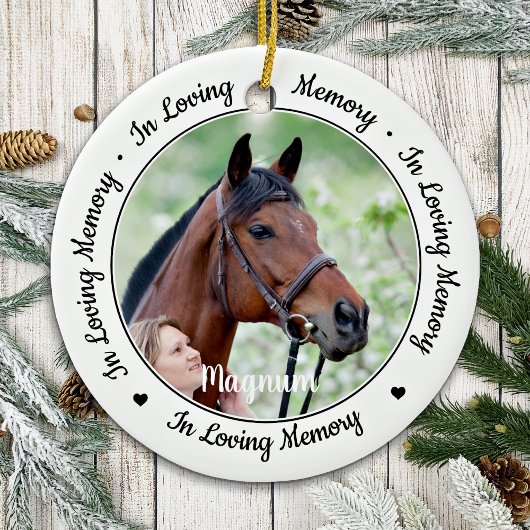In Loving Memory Moderne Chique Pet Memorial Foto Keramisch Ornament