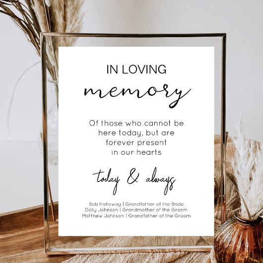 In Loving Memory Moderne Huwelijksherinnering Poster