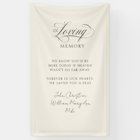 "In Loving Memory" Moderne kalligrafie, bruiloft Spandoek (Verticaal)