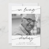 In Loving Memory Moderne Script Foto Begrafenis Bedankkaart (Voorkant)