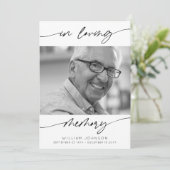 In Loving Memory Moderne Script Foto Begrafenis Bedankkaart (Staand voorkant)