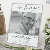 In Loving Memory Moderne Script Foto Begrafenis Reclamebord Met Voetstuk