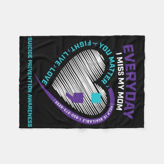 In Loving Memory Moeder zelfmoord bewustzijnspreve Fleece Deken (Voorkant (Horizontaal))