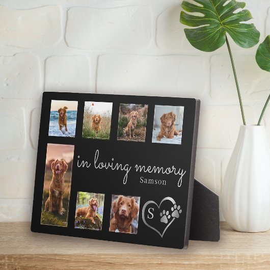 In Loving Memory Monogram Dog Memorial Fotoplaat