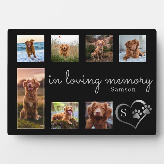 In Loving Memory Monogram Dog Memorial Fotoplaat (voorkant)