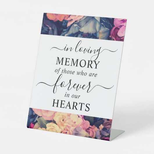 In Loving Memory Moody bloemenpatroon Reclamebord Met Voetstuk (Voorkant)