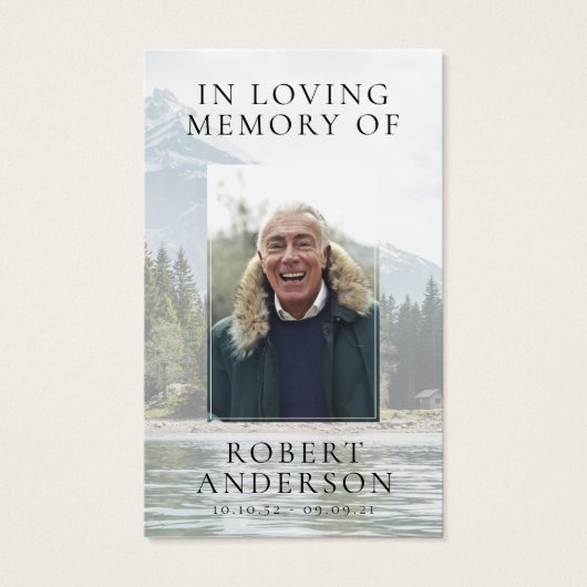 In Loving Memory Mountains Memorial Prayer Kaart (Voorkant)