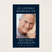 In Loving Memory Navy Blue Memorial Prayer Kaart (Voorkant)