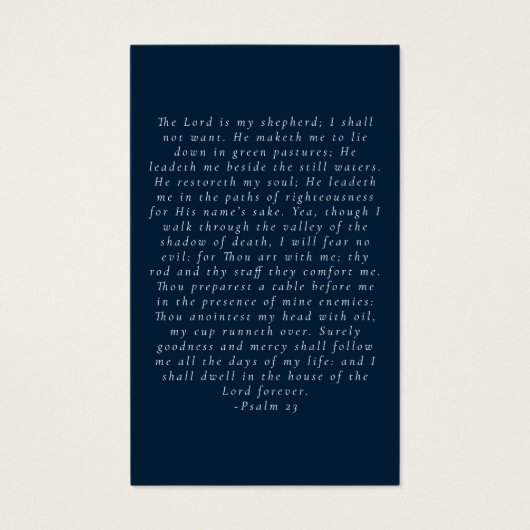 In Loving Memory Navy Blue Memorial Prayer Kaart (Achterkant)