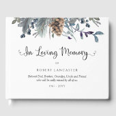 In Loving Memory Navy Blue rustieke bloemen begraf Gastenboek (Voorkant)