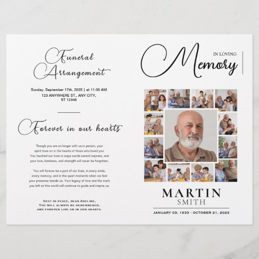 In Loving Memory Obituary Photo Collage Funeral Flyer (Voorkant)