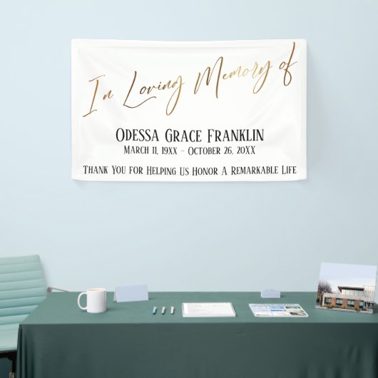 In Loving Memory of Gold Handwriting Typografie Spandoek (Beurs)