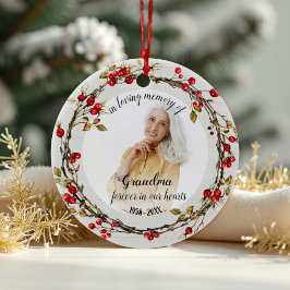 In Loving Memory of Grandma Rustic Wreath Memorial Keramisch Ornament