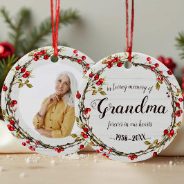 In Loving Memory of Grandma Rustic Wreath Memorial Keramisch Ornament
