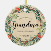 In Loving Memory of Grandma Rustic Wreath Memorial Keramisch Ornament (Voorkant)