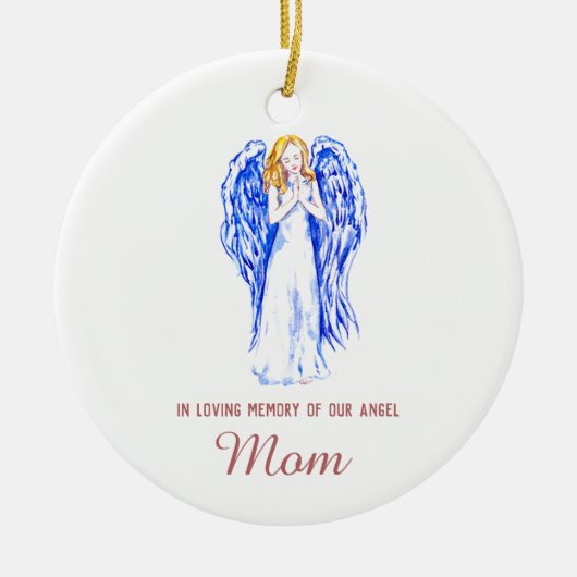 In Loving Memory of Mam Personalized Angel Keramisch Ornament (Voorkant)
