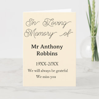 In Loving memory of name funeral memory keepsake Kaart