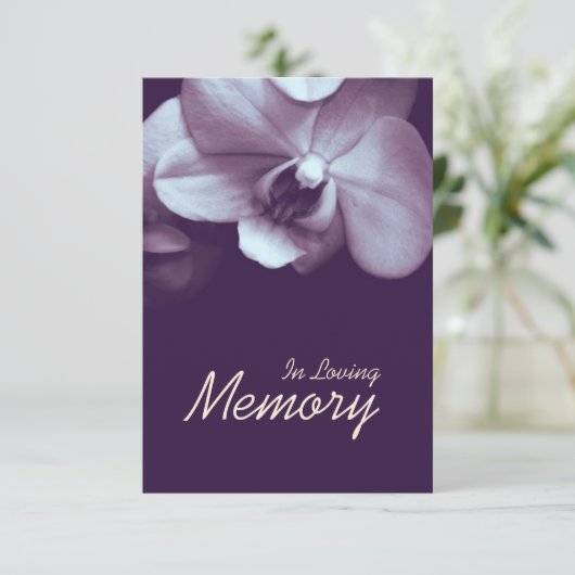 In Loving Memory Orchid DP Funeral Aankondiging (Staand voorkant)