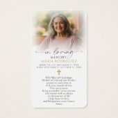 In Loving Memory Our Lady of Guadalupe Prayer Card Visitekaartje (Achterkant)