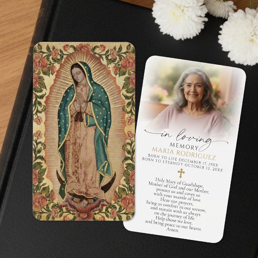 In Loving Memory Our Lady of Guadalupe Prayer Card Visitekaartje