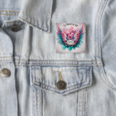 In Loving Memory Paarse Bloemen Vierkante Button 5,1 Cm (In situ)