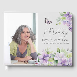 In Loving Memory Paarse Floral 1 foto Gastenboek