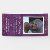 In Loving Memory Paarse gouden foto Grave Hoesje Spandoek (Horizontaal)