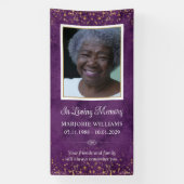 In Loving Memory Paarse gouden foto Grave Hoesje Spandoek (Verticaal)