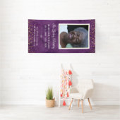In Loving Memory Paarse gouden foto Grave Hoesje Spandoek (Insitu)