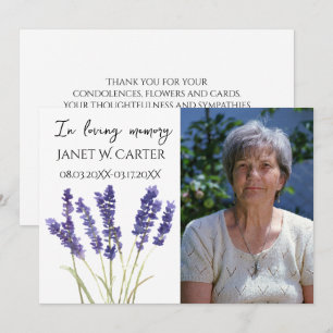In Loving Memory Paarse Lavendel Bloemstuk Begrafe Kaart