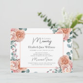 In Loving Memory Peach Rozen 1 Foto Kaart (Staand voorkant)