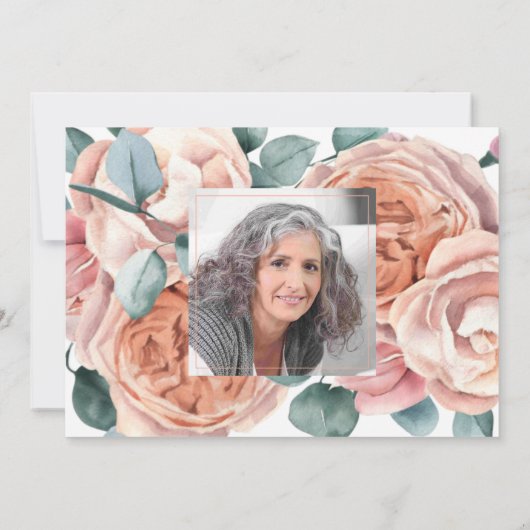 In Loving Memory Peach Rozen 1 Foto Kaart (Achterkant)