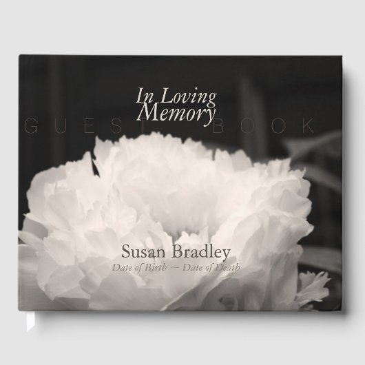 In Loving Memory Peony Funeral Gastboek 1 Gastenboek (Voorkant)