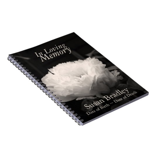 In Loving Memory Peony Funeral Notitieboek (Rechterzijde)