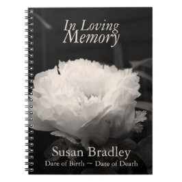 In Loving Memory Peony Funeral Notitieboek
