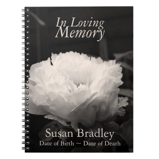 In Loving Memory Peony Funeral Notitieboek (Voorkant)