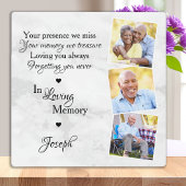 In Loving Memory Personalized 3 Foto Memorial Fotoplaat