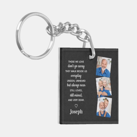 In Loving Memory Personalized 3 Foto Memorial Sleutelhanger (Voorkant Links)