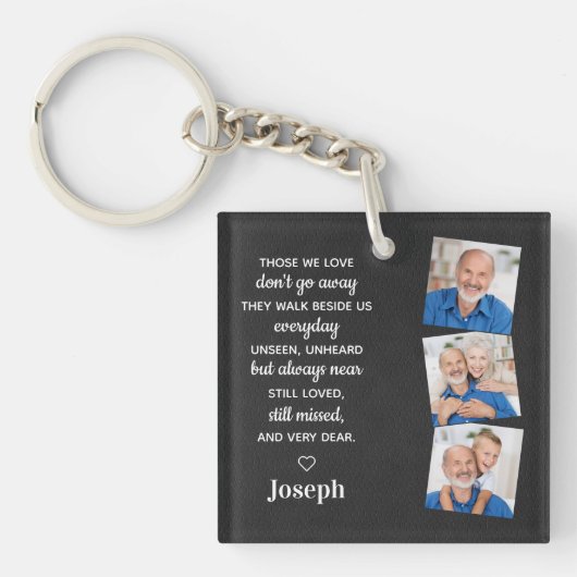 In Loving Memory Personalized 3 Foto Memorial Sleutelhanger (Voorkant)