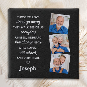 In Loving Memory Personalized 3 Foto Memorial Vierkante Button 5,1 Cm