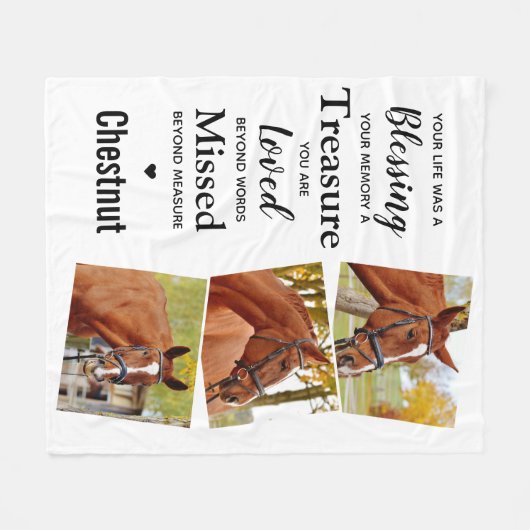 In Loving Memory PET Memorial Custom 3 Afbeeldinge Fleece Deken (Voorkant (Horizontaal))