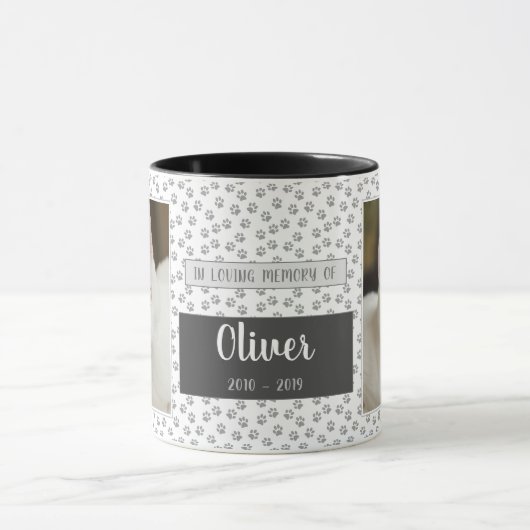 In Loving Memory Pet Memorial Mok Grijze pootafdru (Midden)