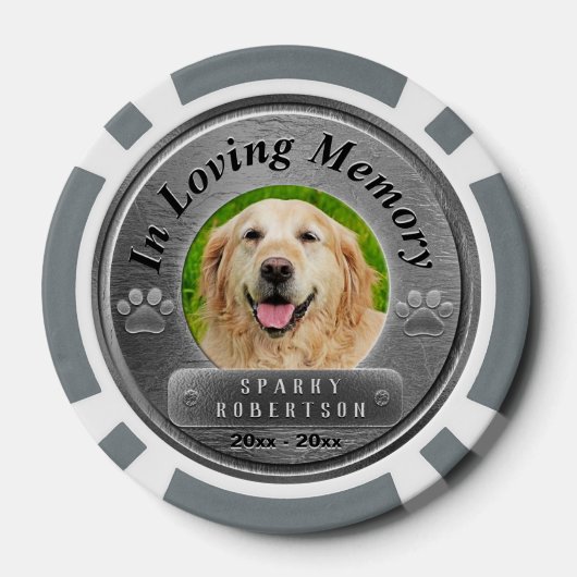 In Loving Memory Pet Pocket Foto Herinnering Poker Chips (Achterkant)