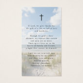In Loving Memory Photo Beach Cross Prayer Cards Visitekaartje (Achterkant)
