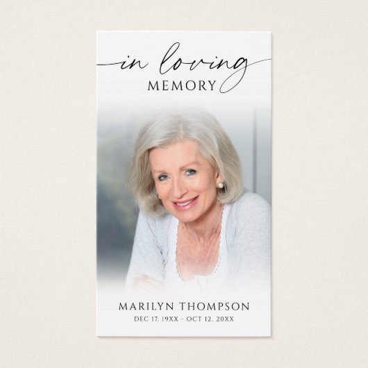 In Loving Memory Photo Beach Cross Prayer Cards Visitekaartje (Voorkant)