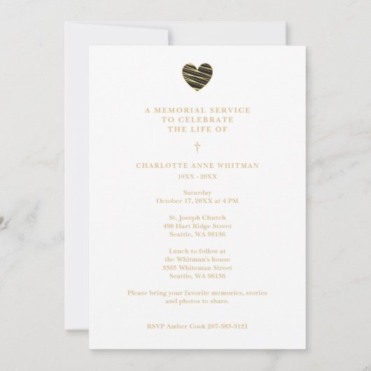 In Loving Memory Photo Black Heart Arch Effect Kaart (Achterkant)