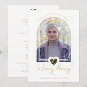 In Loving Memory Photo Black Heart Arch Effect Kaart (Voorkant / Achterkant)