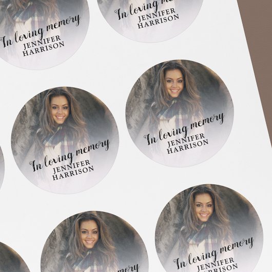 In loving memory photo button ronde sticker